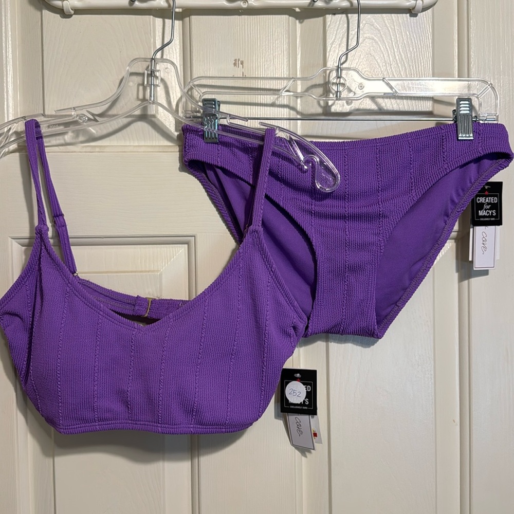 Salt & Cove Ribbed Bikini XL Top and L Bottom Purple